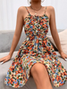 Women Elegant Pullover Vacation Floral Printing Sleeveless Spaghetti Strap Dress