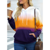 2 Pieces Women'S Autumn/Winter Gradient Print Kangaroo Pocket Hoodie Sweatshirt