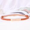 Women Thin Skinny Metal Gold Elastic Buckle Belts