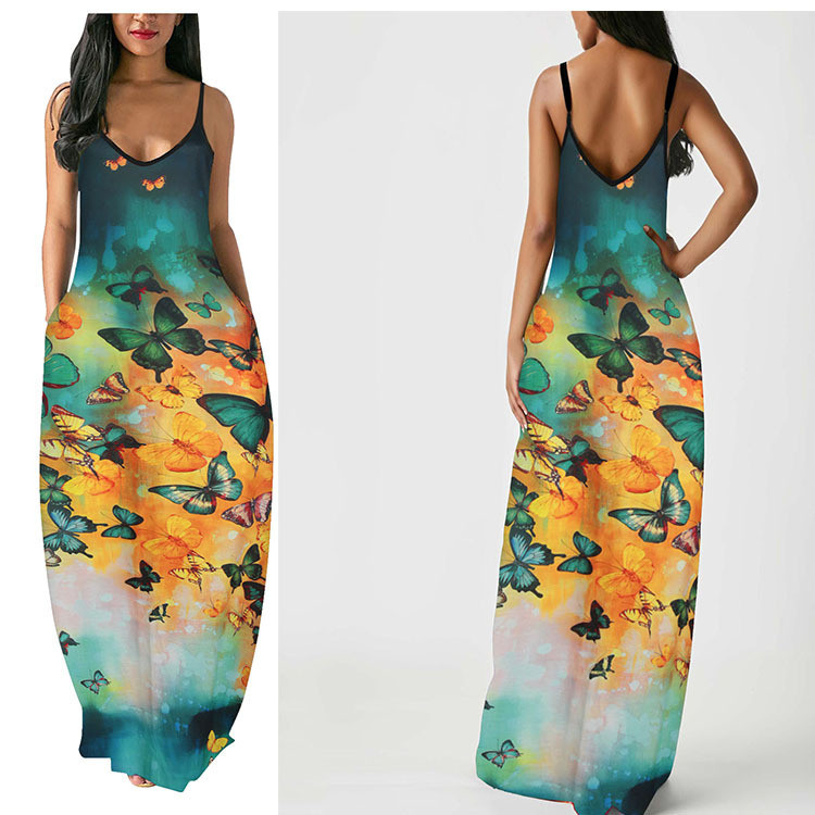 Women Fashion Print Sleeveless Slip Dress