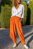 Women'S Fashion Casual Solid Color Cotton Linen Elastic Waist Harem Pants