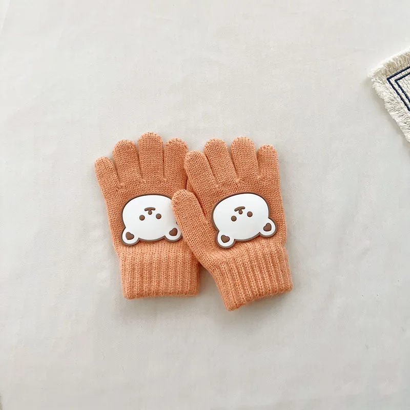 (Buy 1 Get 1) Kids Winter Cute Cartoon Bear Knitwear Finger Gloves