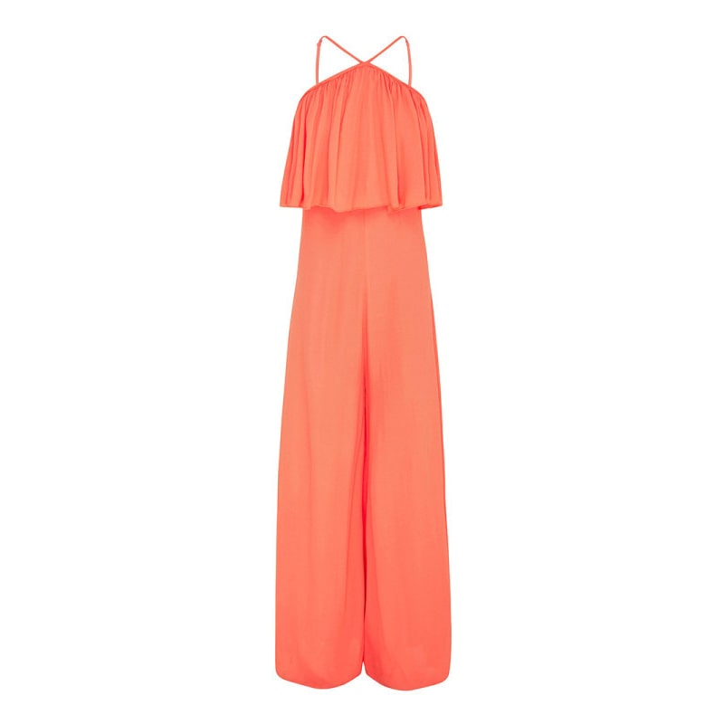 Women Fashion Solid Color Spaghetti Strap Halter Neck Jumpsuits