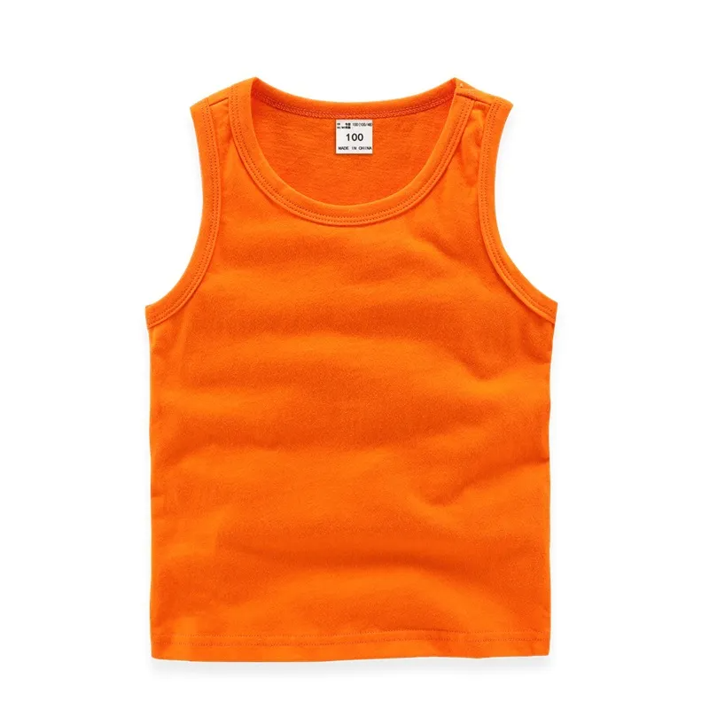 Kids Basic Round Neck Sleeveless Solid Color Casual Vest T-Shirt