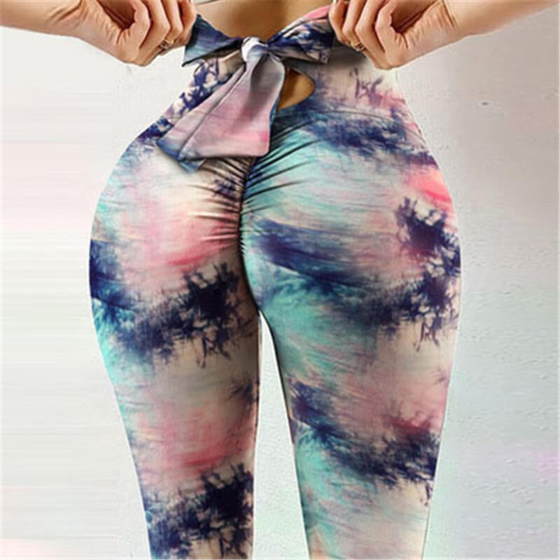 Women Fashion Tight Graphic Printed Bowknot Leggings