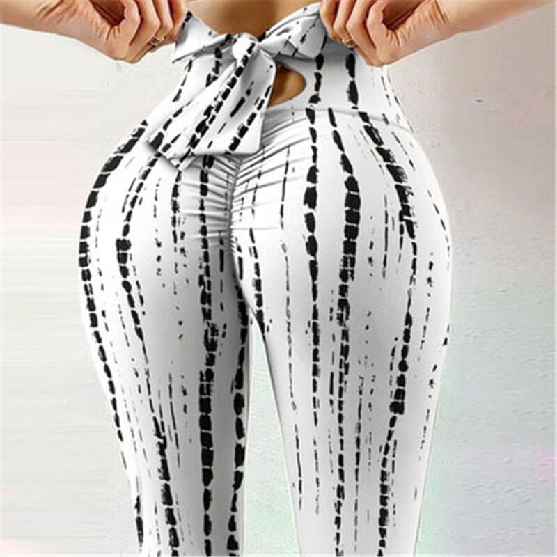 Women Fashion Tight Graphic Printed Bowknot Leggings