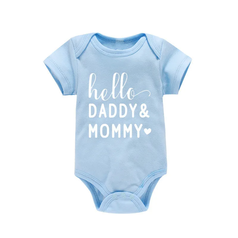 (Buy 1 Get 1) Kids Baby Boys Girls Cute Letters Round Neck Short Sleeve Romper