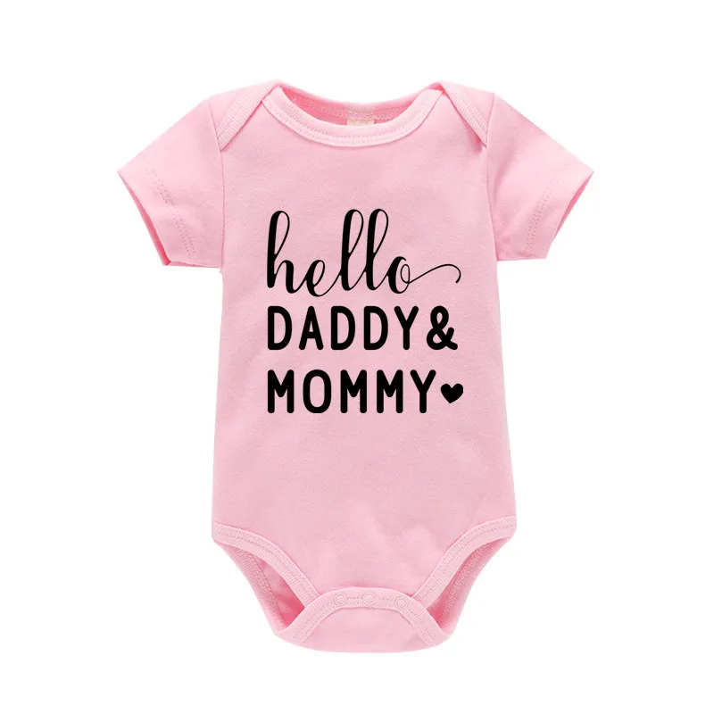 (Buy 1 Get 1) Kids Baby Boys Girls Cute Letters Round Neck Short Sleeve Romper