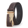 Men Business Cowhide Crocodile Metal Buckle Belt