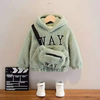 Kids Letter Embroidery Hooded Coat And Bag Two-Piece Set