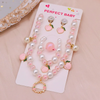 (Buy 1 Get 1) Children Kids Baby Fashion Girls Heart Pearl Bead Necklace Bracelet Earrings Set