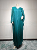 Fashion Abaya Women Shiny Jacquard Tank Dress Cloth Robe Two-Piece Set