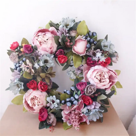 Vintage Simulation Peony Flower Decorative Wreath