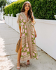 Women Fashion Bohemian Batwing Sleeve V-Neck Floral Print Maxi Dress
