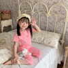 (Buy 1 Get 1) Children Kids Baby Fashion Girls Casual Short Sleeve Print Top And Shorts Pajamas 2pcs Set