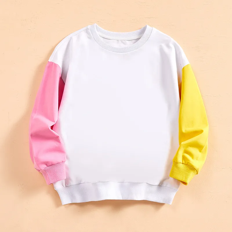 Children Kids Baby Fashion Girls Boys Casual Basic Long Sleeve Color Blocking Sweatshirt