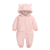 Kids Baby Boys Girls Autumn Winter Casual Cute Solid Color Polar Fleece Long Sleeve Hooded Bodysuit