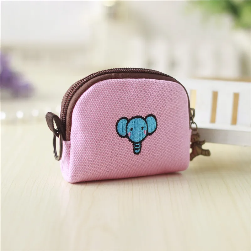 Kids Cute Cartoon Embroidered Canvas Card Holder Coin Purse