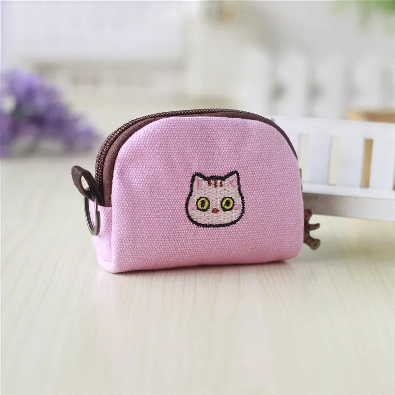 Kids Cute Cartoon Embroidered Canvas Card Holder Coin Purse