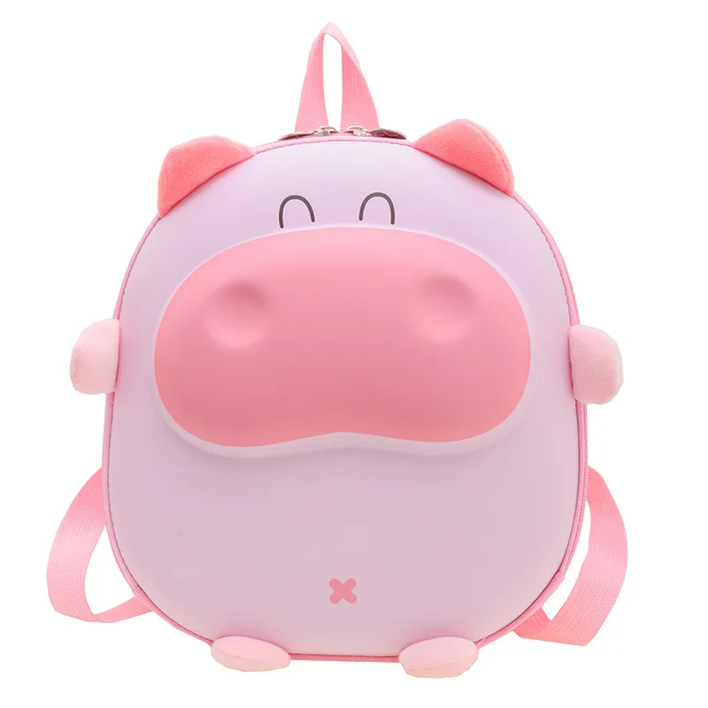 Children Kids Baby Fashion Girls Boys Cartoon Cow Pig Pattern Backpack School Bag