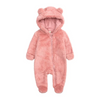 Kids Baby Boys Girls Autumn Winter Casual Cute Solid Color Bear Ear Fleeces Long Sleeve Hooded Bodysuit