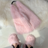 Women Fashion Y2K Plush Slippers Tote Bag Two-Piece Set