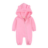 Kids Baby Boys Girls Autumn Winter Casual Cute Solid Color Bear Long Sleeve Hooded Jumpsuit