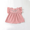 Kids Baby Girls Fashion Casual Cute Solid Color Embroidery Floral Round Neck Shorts Dress