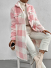 (Buy 1 Get 1) Autumn And Winter Women Fashion Open Button Lapel Plush Plaid Jacket Shacket Over Coat