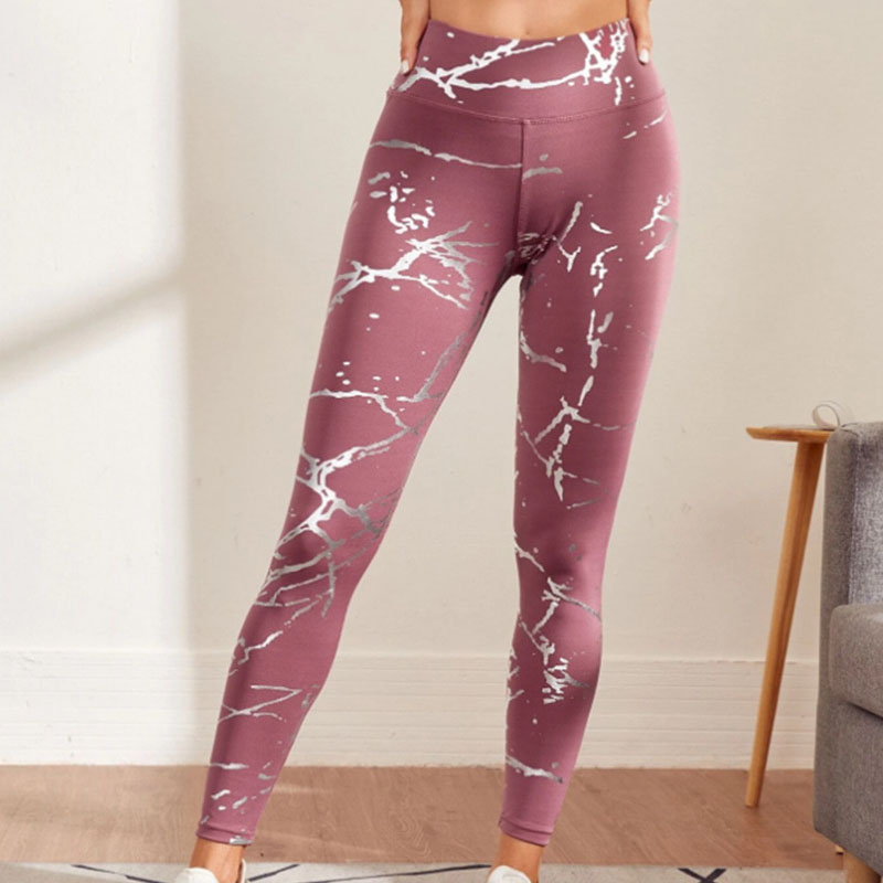 Women Leisure Marble Pattern Yoga Leggings