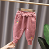 Kids Cute Cartoon Rainbow Ice Cream Pattern Thickening Plush Warm Sweatpants