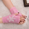 (Buy 1 Get 2) Christmas Autumn Winter Women Fashion Snowflake Embroidered Warm Knitted Gloves
