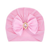 Kids Simple Solid Color Big Bow Rhinestone Pullover Hat