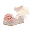 Women Fashion Plus Size Floral Ribbon Frosted Wedge Heel Open Toe Platform Shoes