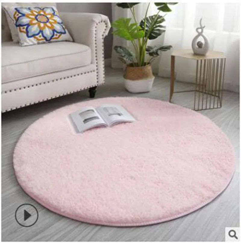 Household Solid Color Round Thickened Carpet