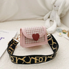 Girls Fashion Houndstooth Pattern Heart Decor Crossbody Bag