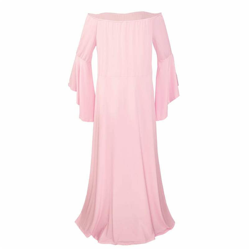 Women Fashion Solid Color Off-The-Shoulder Maternity Dress