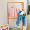 Kids Simple Solid Color Round Neck Long-Sleeved High Elastic T-Shirt