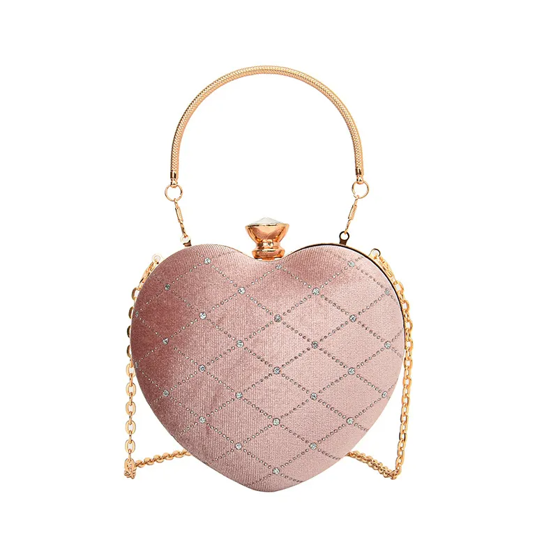 Women Fashionable Heart-Shaped Rhomboid Chain Crossbody Bag