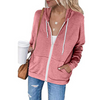 Women Casual Solid Color Zipper Hoodie