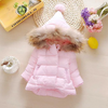 Girls Winter Woolen Collar Thickening Hooded Coat