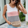 Women'S Contrasting Color Hollow Sleeveless V-Neck Tank Top