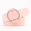 Women Causal Needleless Round Buckle Design Solid Color PU Belt