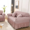 3-Seater 190-230cm Plaid Style Solid Color Elastic Sofa Cover