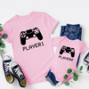 Player1 Player2 Video Game Pattern Print Parent-Child Dress Father-Son Round Neck Loose Top