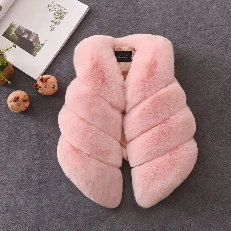 Girls Solid Color Thickened Plush Coat