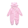 Kids Baby Boys Girls Autumn Winter Casual Cute Solid Color Bear Ear Fleeces Long Sleeve Hooded Bodysuit