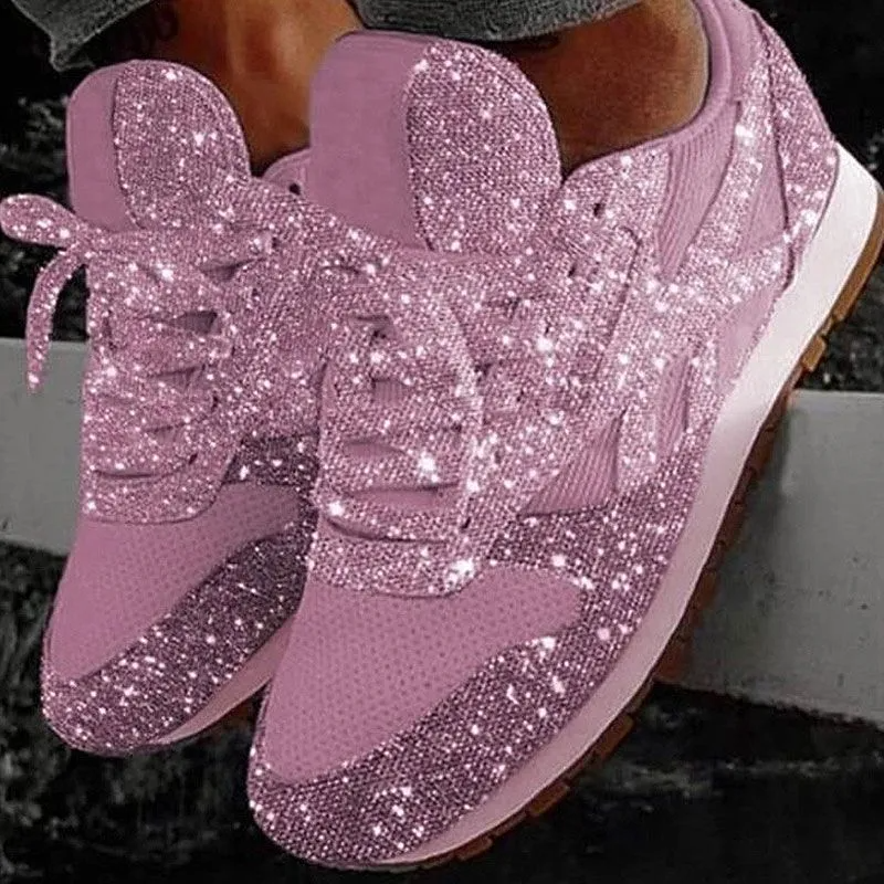 Sequin Lace-Up Sneaker Shoes