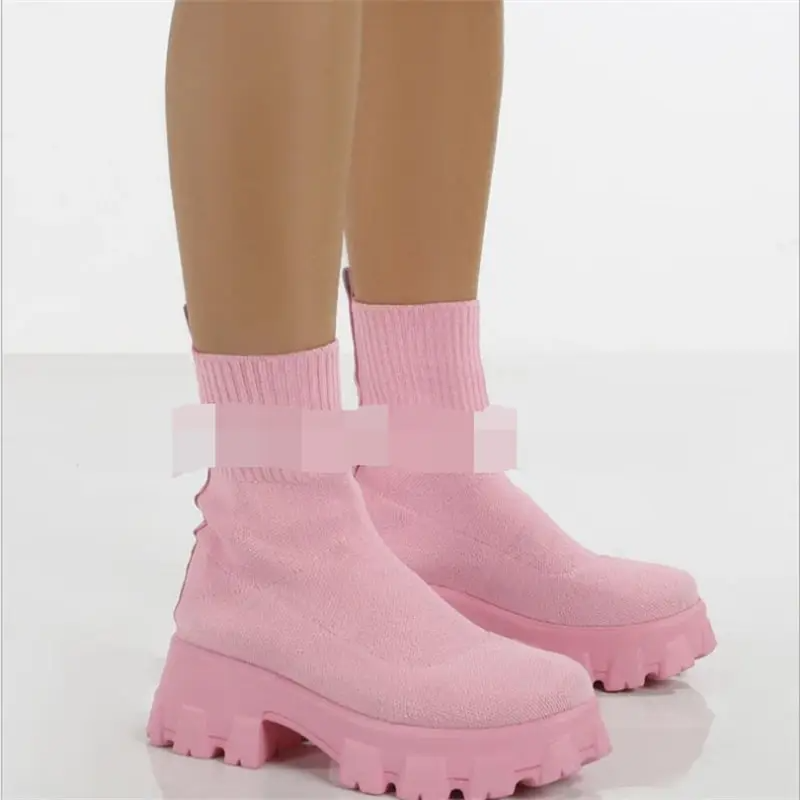 Women Fashion Elastic Round-Toe Short Boots