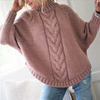 Women Casual Loose Winter Solid Color Half Turtleneck Knitted Sweater